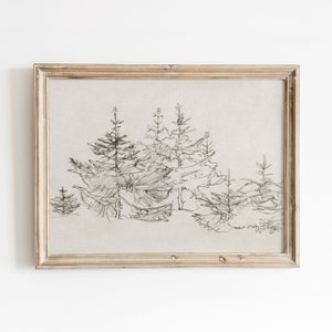 Christmas Tree Forest | Vintage Black and White Sketch | Nature Illustration | Digital Download | 459