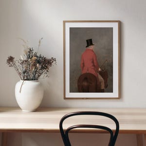 Gentlemen in Top Hats Set | Vintage Set of 2 Portrait Paintings | Skating Horseback Riding Art | Digital Download | 390 image 5
