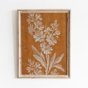 Gouache Floral | Vintage Painting on Wove Paper | Orange Fall Flower Botanical | Digital Download | 792