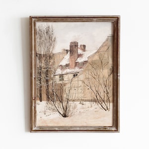 Garden in Winter Vintage Danish House Painting Winter Season Art Digital Download 393 image 1