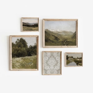Green Gallery Set of 5 | Vintage Artwork Bundle | Nature Gallery Wall Decor | Digital Download | 746