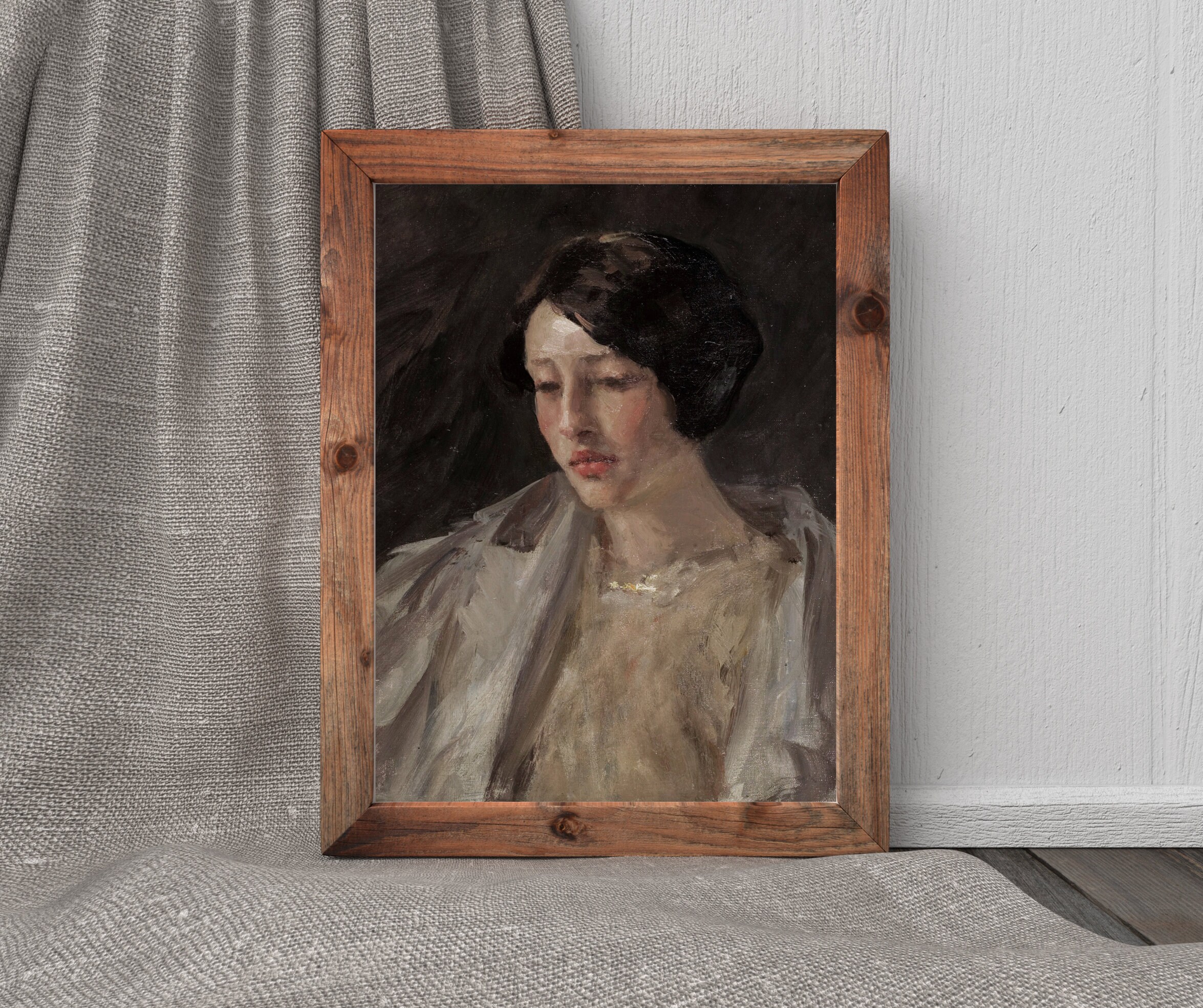 Woman in Yellow | Vintage Portrait Oil Painting | Edwardian Era Lady ...