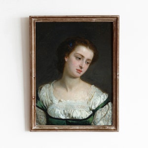 Paryżanka | Portret wiktoriańskiej damy | Antyczny obraz olejny | POBIERANIE CYFROWE | 113