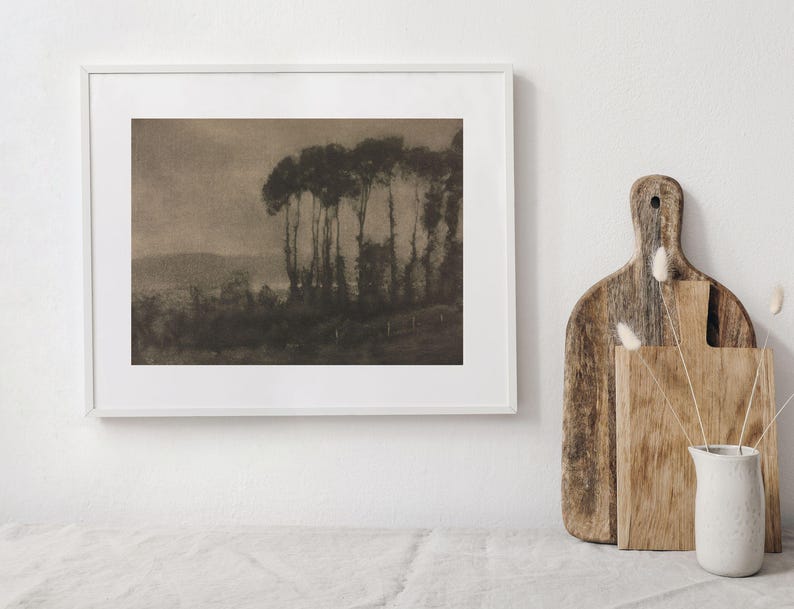 Tonal Valley | Vintage Moody Landscape Art | Brown and Black | Gloomy Artwork | Digital Download | 377 image 6