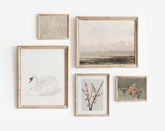 Soft Pinks Set of 5 | Vintage Gallery Wall Art | Feminine Girl Artwork | Digital Download | 739