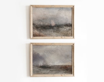 Stormy Abstract Sea Set | Vintage Seascape Paintings | Dark Moody Artwork | Digital Download | 303