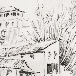 Granada Sketch Vintage European City Home Drawing Neutral Decor Art Digital Download 472 image 4