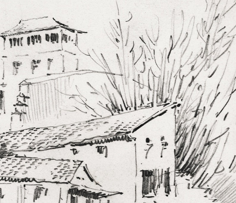 Granada Sketch Vintage European City Home Drawing Neutral Decor Art Digital Download 472 image 4
