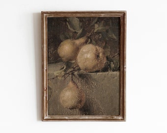 Rustic Pears | Vintage Kitchen Decor Art | Fruit Still Life Painting | Moody Farmhouse | Digital Download | 603