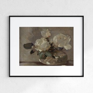 Flower Still Life | Vintage White Flower Painting | Neutral Decor | Printable Art | Digital Download | 163 image 7