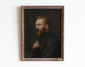 Van Gogh | Vintage Artist Portrait | Oil Painting of a Man | Dark Portrait Art | Digital Download | 384