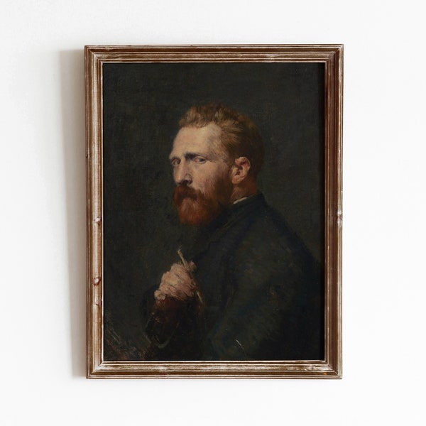 Van Gogh | Vintage Artist Portrait | Oil Painting of a Man | Dark Portrait Art | Digital Download | 384