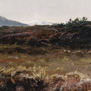 Shrubland Landscape Vintage Landscape Oil Painting Grassland Desert Mountain Painting Printable Art 65 image 4