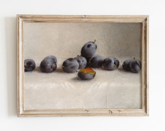 Prunes | peinture de nature morte aux fruits vintage | Peinture à l'huile pourpre de nourriture | Téléchargement numérique | 441