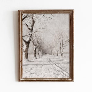 Winter Lane | Vintage Snowy Landscape Painting | Rural Road Artwork | Digital Download | 637