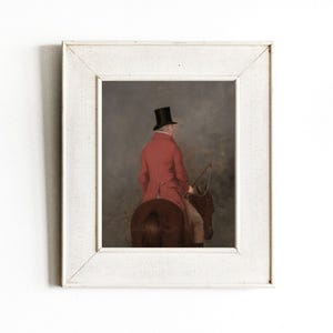 Gentlemen in Top Hats Set | Vintage Set of 2 Portrait Paintings | Skating Horseback Riding Art | Digital Download | 390 image 7