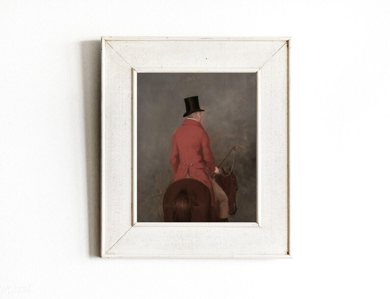 Gentlemen in Top Hats Set | Vintage Set of 2 Portrait Paintings | Skating Horseback Riding Art | Digital Download | 390 image 7