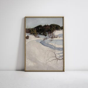 Paesaggio invernale soleggiato / Decorazione murale invernale vintage / Opera d'arte stagionale / Download digitale / 389 immagine 5