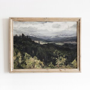 Foothills Landscape | Vintage Mountain Nature Painting | Dark Valley Art | Digital Download | 599