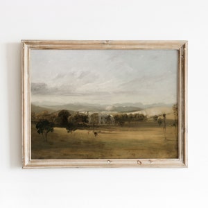 Leighton Hall | Vintage English Countryside Oil Painting | Country Estate | Digital Download | 762