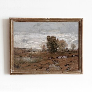 Amerikaans herfstlandschap | Vintage rustiek landschapsschilderij | Landdecoratiekunst | Digitale download | 273