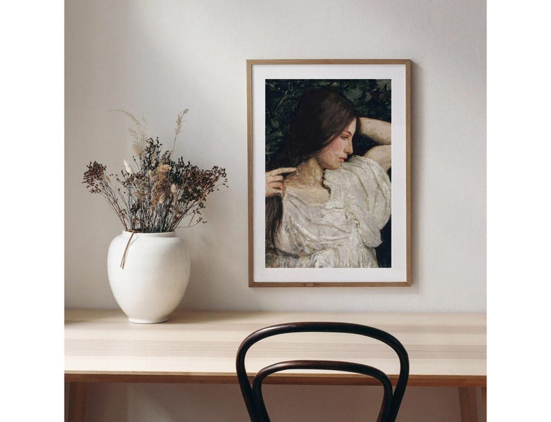 Brunette Woman | Vintage Portrait Painting | Lady Oil Painting Artwork | Digital Download | 460 image 7