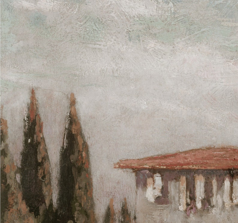 Umbria Vintage Italian Landscape Rural Italy Oil Painting Villa Art Digital Download 642 image 5