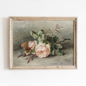 Pale Pink Roses Still Life | Vintage Flower Watercolor Painting | DIGITAL DOWNLOAD | Printable Art | 29
