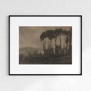 Tonal Valley | Vintage Moody Landscape Art | Brown and Black | Gloomy Artwork | Digital Download | 377 image 4