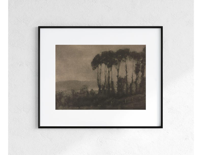 Tonal Valley | Vintage Moody Landscape Art | Brown and Black | Gloomy Artwork | Digital Download | 377 image 4