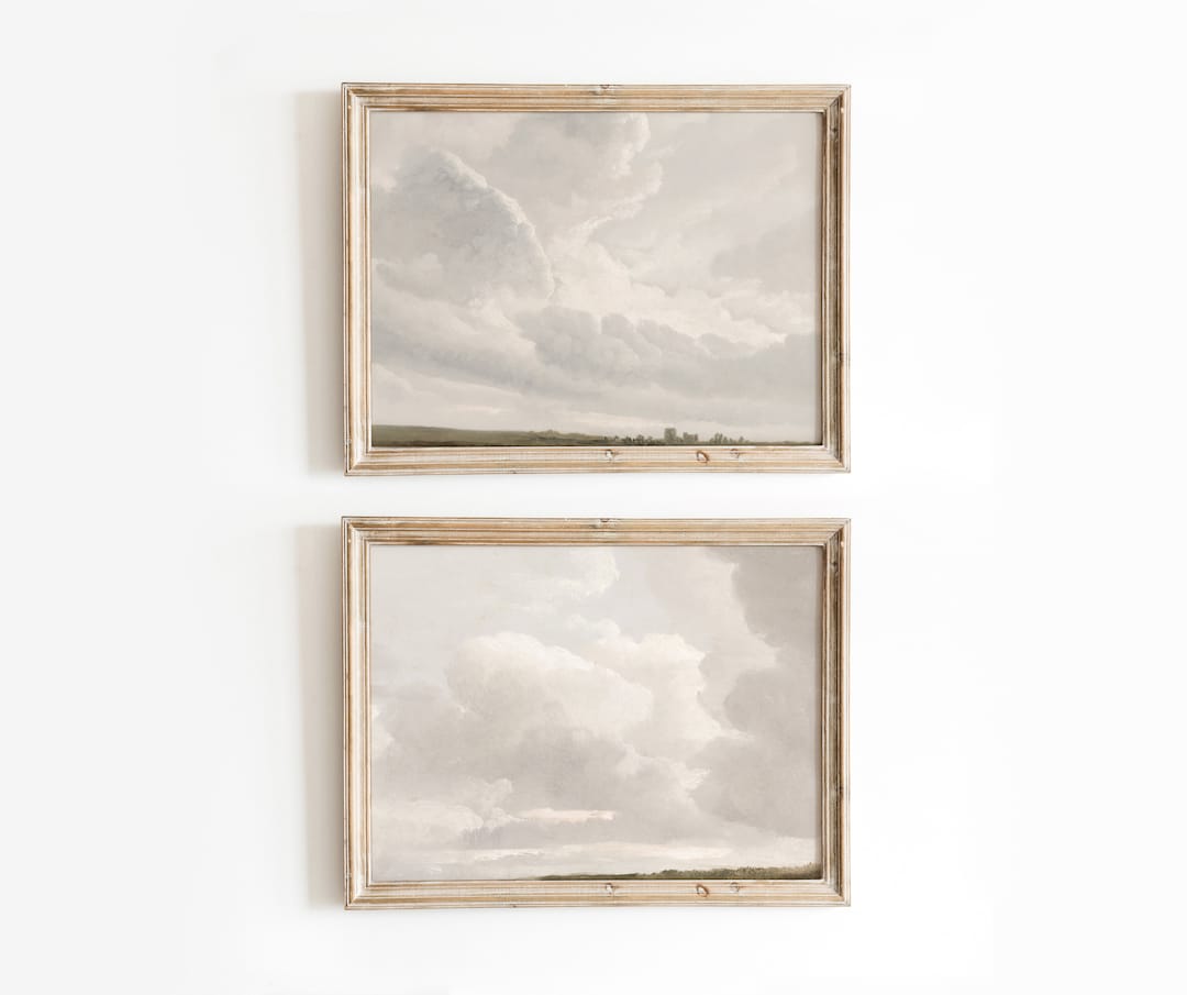 Cloud Study Set | Vintage Neutral Nature Art | Cloudy Sky Nursery Art ...