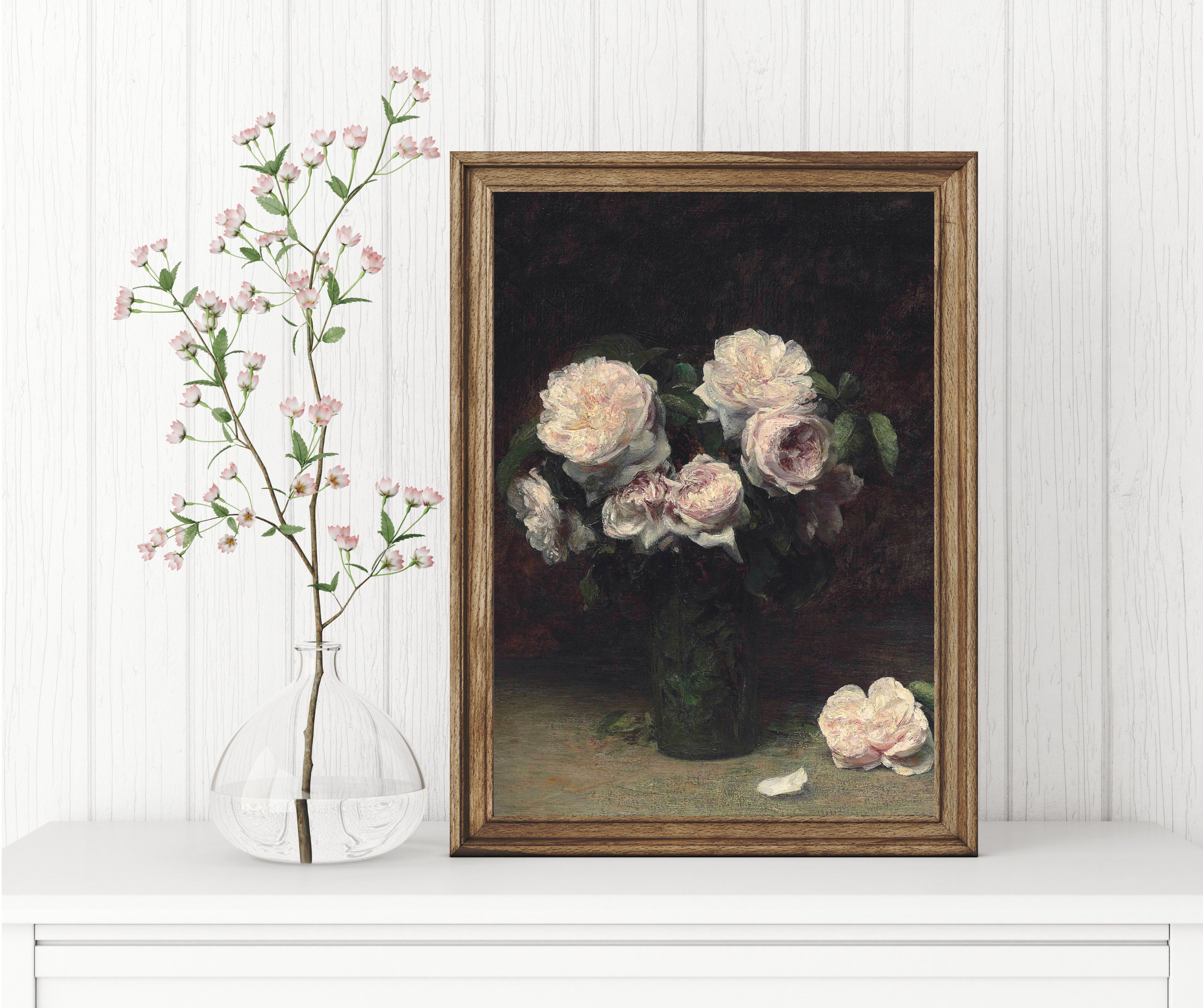 Peony Still Life | Vintage Pink Flower Painting | Flower Vase Painting ...