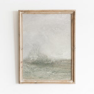 Crashing Waves | Vintage Abstract Painting | Neutral Green Art | Digital Download | 703