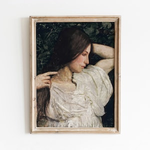 Brünett Woman | Vintage Gemälde | Lady Ölgemälde Kunstwerk | Digitaler Download | 460
