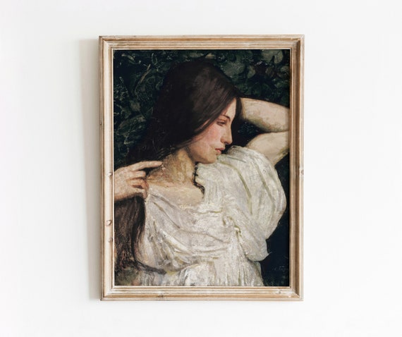 Brunette Woman | Vintage Portrait Painting | Lady Oil Painting Artwork | Digital Download | 460