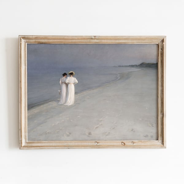 Evening Beach Walk | Vintage Victorian Ladies Painting | Coastal Beach Scene | Digital Download | 672