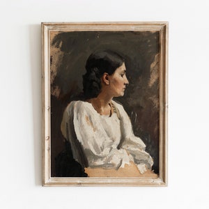 Study of an Italian Woman | Vintage Profile Portrait Painting | Neutral Tone Artwork | Digital Download | 772