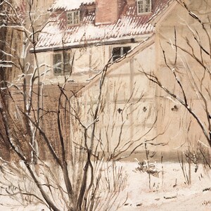 Garden in Winter Vintage Danish House Painting Winter Season Art Digital Download 393 image 4