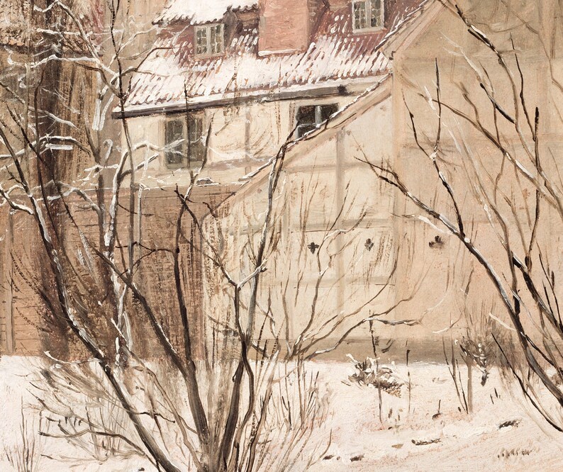 Garden in Winter Vintage Danish House Painting Winter Season Art Digital Download 393 image 4