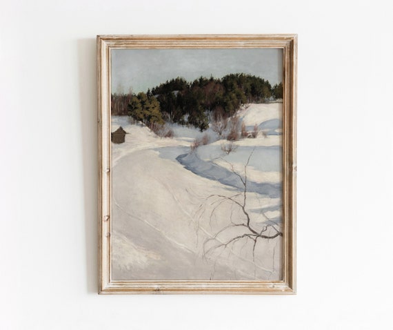 Sunny Winter Landscape | Vintage Winter Wall Decor | Seasonal Artwork | Digital Download | 389