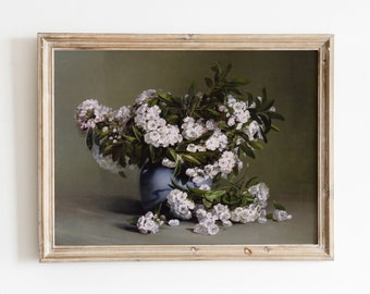 Mountain Laurels | Vintage Flower Still Life | Botanical Oil Painting | Printable Art | 69