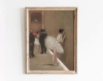 Behind the Curtain | Vintage Ballet Painting | Dance Theatre Art | Girl's Room Pastel | Digital Download | 609