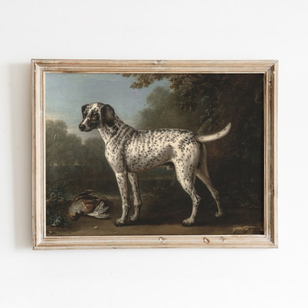 Spotted Hound | Vintage Bird Hunting Dog Painting | Black and White Dog Art | Digital Download | 335