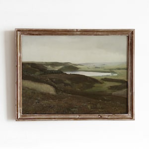 Danish Landscape Vintage Jutland Landscape Painting European Art Brown and Green Neutral Art Digital Download 178 image 1