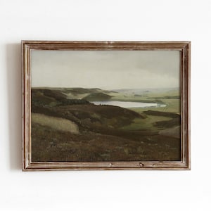 Danish Landscape | Vintage Jutland Landscape Painting | European Art | Brown and Green Neutral Art | Digital Download | 178