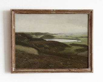 Danish Landscape | Vintage Jutland Landscape Painting | European Art | Brown and Green Neutral Art | Digital Download | 178