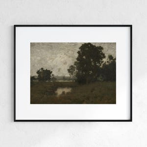 Prato profondo / Stampa di paesaggio malinconico d'epoca / Dipinto ad olio di natura verde scuro / Download digitale / 319 immagine 4