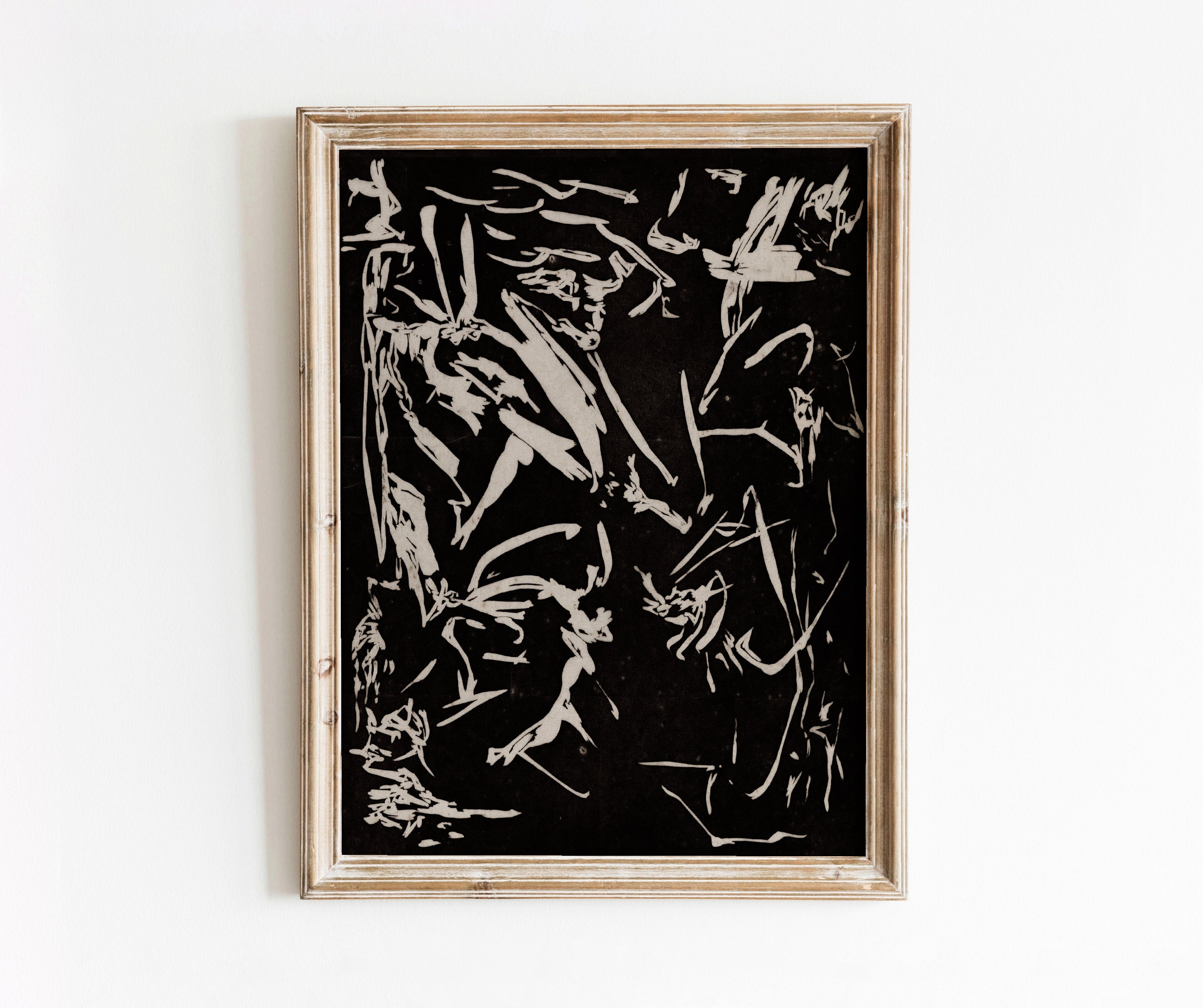 忙しい抽象画 | ヴィンテージの回転可能な絵画 | 暗い人物の形 | 黒人
