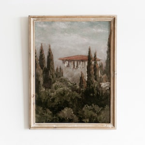 Umbría / Paisaje italiano vintage / Pintura al óleo de la Italia rural / Arte de villa / Descarga digital / 642