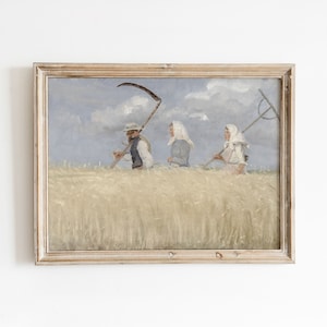 Harvesters | Vintage Farming Harvest Painting | Wheat Field Farmer Art | Digital Download | 573